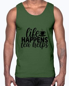 life happens tea helps 1309#- tea- Cotton Tank