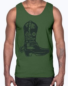 life is better in boots 730#- western- Cotton Tank