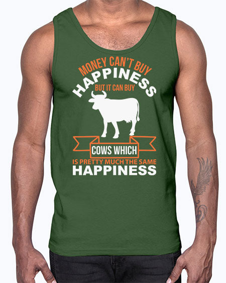 money can’t buy happiness but it can buy cows which is pretty much the same happiness Style 1#- cow- Cotton Tank
