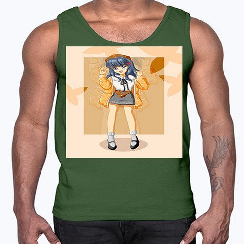 of beautiful girl with jacket 132#- anime- Cotton Tank