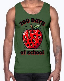 one hundred Days of School Apple 572#- one hundred days- Cotton Tank