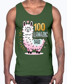 one hundredth Day of School Llama 599#- one hundred days- Cotton Tank