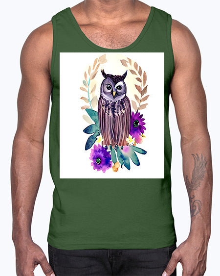 owl 17#- owl- Cotton Tank