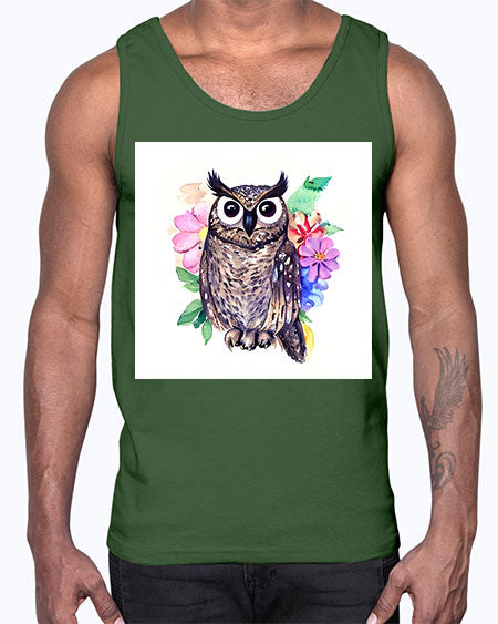 owl 3#- owl- Cotton Tank