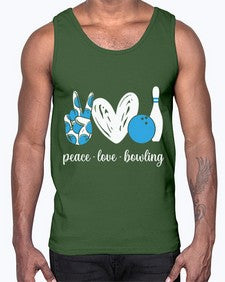 peace love bowling bowling 790#- bowling- Cotton Tank