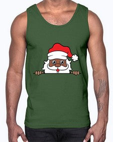 peekaboo black santa 19#- black boys or men- Cotton Tank