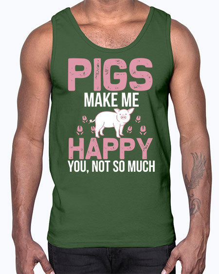 pigs make me happy Style 35#- pig- Cotton Tank