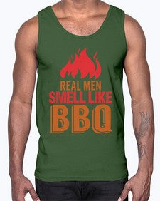 real men smell like bbq 373#- bbq- Cotton Tank