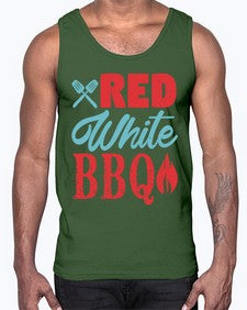 red white bbq 374#- bbq- Cotton Tank