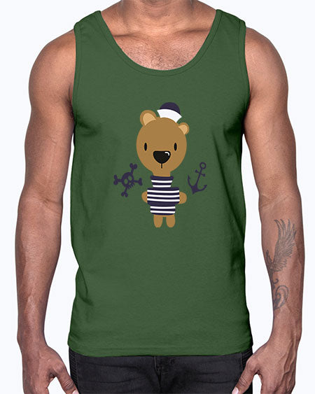 sailor little bear 243#- bears - animals- Cotton Tank