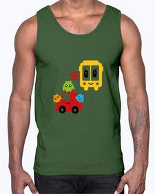 school bus and little monsters 792#- general school- Cotton Tank