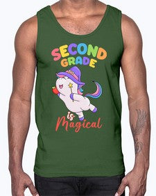 second Grade is Magical Unicorn 821#- second grade- Cotton Tank
