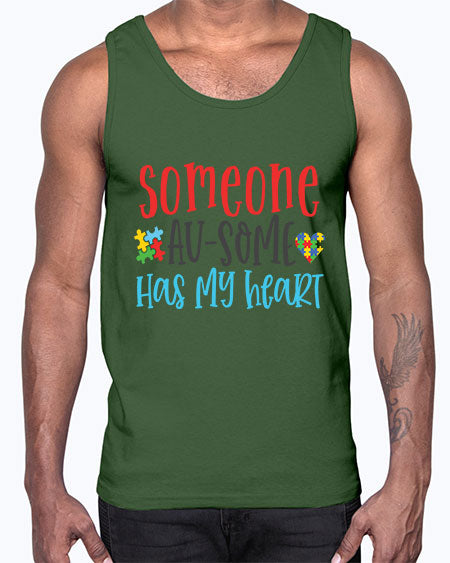someone ausome has my heart Style 40#- autism- Cotton Tank