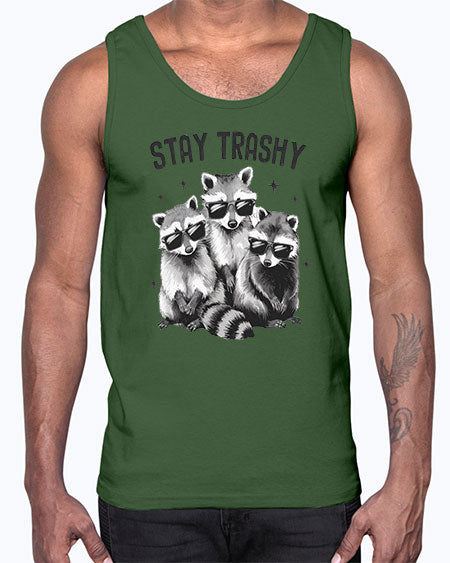 stay trashy 59#- raccoon- Cotton Tank