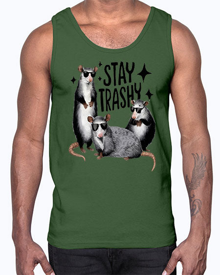 stay trashy 61#- raccoon- Cotton Tank