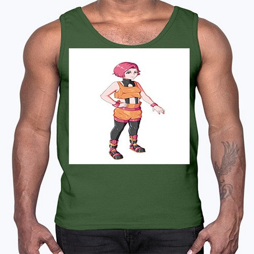 street girl wear orange outfit16#- anime- Cotton Tank