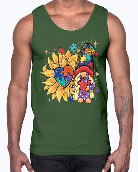 sunflower gnome autism- autism- Cotton Tank