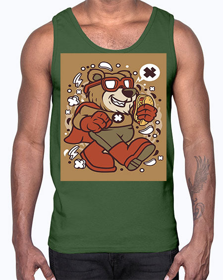 super bear 259#- bears - animals- Cotton Tank