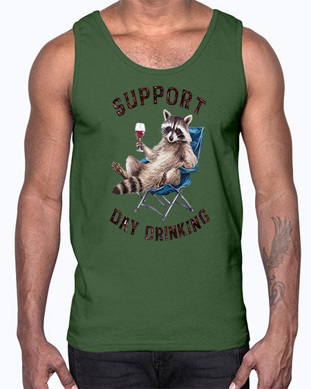 support day drinking 67#- raccoon- Cotton Tank