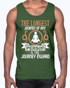 the longest journey of any person is the journey inward  550#- yoga- Cotton Tank