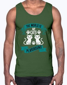 the world is my cats playground Style 119#- cats- Cotton Tank