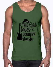this girl loves country music 1163#- western- Cotton Tank
