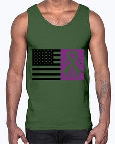 usa flag with alzheimers cancer 219#- alzheimers- Cotton Tank