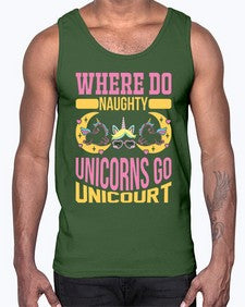 where do naughty unicorns go unicourt 557#- unicorn- Cotton Tank