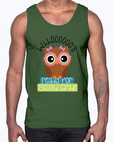 whooos ready for second grade girl 1008#- second grade- Cotton Tank