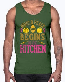 world peace begins in the kitchen 496#- vegan- Cotton Tank