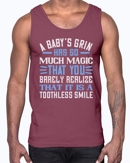 A baby’s grin has so much magic that you barely realize that it is a toothless smile Style 263#- baby- Cotton Tank