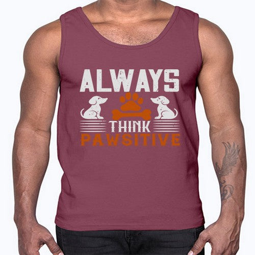 Always Think Pawsitive Style 133#- dogs- Cotton Tank