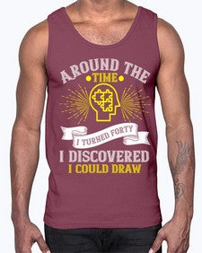 Around the time I turned forty I discovered I could draw Style 39#- Self awareness- Cotton Tank