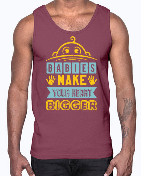 Babies make your heart bigger Style 21#- baby shower- Cotton Tank