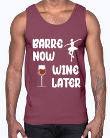 Barre now wine later pilates ballet 80#- ballet- Cotton Tank