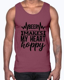 Beer Makes My Heart Hoppy 254#- funny- Cotton Tank