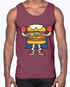 Burgerman 28#- cartoon food- Cotton Tank