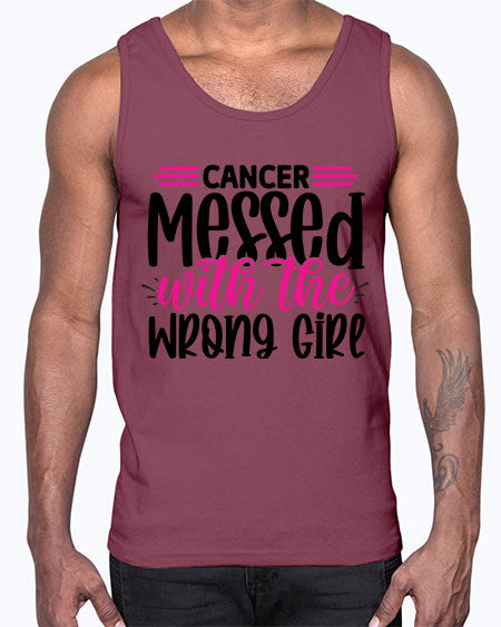 Cancer Messed with the Wrong Girl 29#- breast cancer- Cotton Tank
