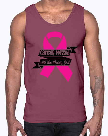Cancer Messed with the Wrong Girl 30#- breast cancer- Cotton Tank