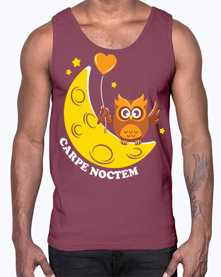 Carpe Noctem Moon Stars Owl A TurtleRabbit 1#- owl- Cotton Tank