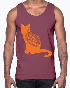 CatMandala 324#- mandala- Cotton Tank