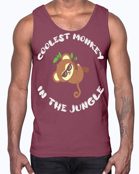 Collest Monkey in the Jungle 3#- monkey- Cotton Tank