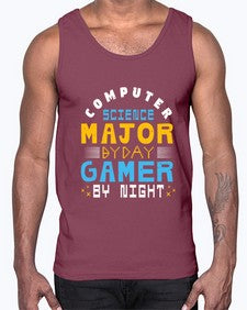 Computer science major by day gamer by night 6#- computer- Cotton Tank