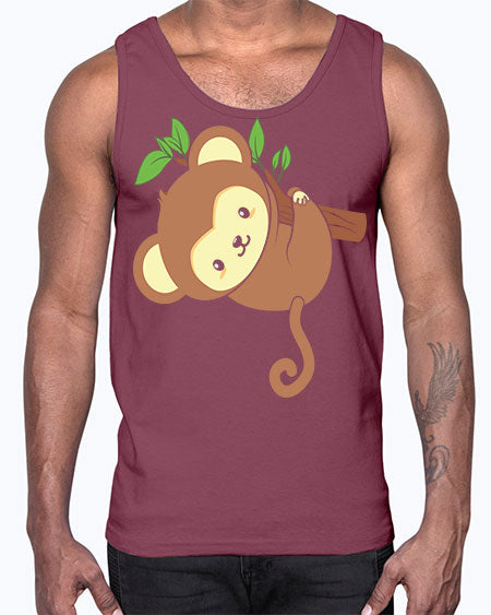 Cute Monkey Hanging on Tree 4#- monkey- Cotton Tank
