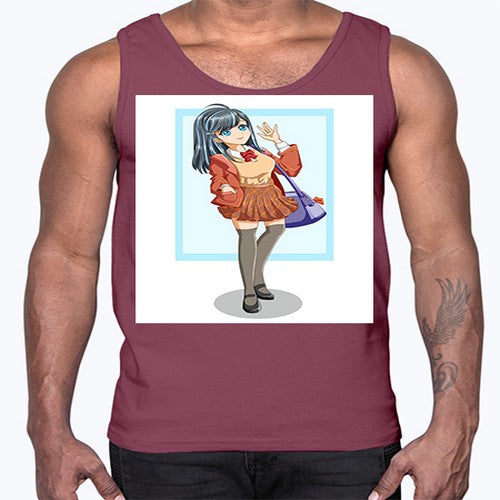 Cute and happy teenage girl back to school 175#- anime- Cotton Tank