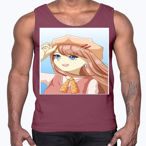 Cute beautiful and funny girl with hat 66#- anime- Cotton Tank