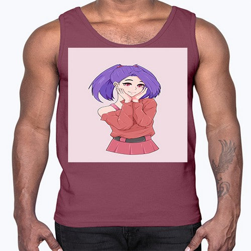 Cute girl with cute pose 138#- anime- Cotton Tank