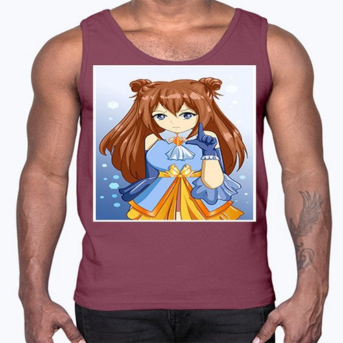 Cute little beautiful girl blue gold clothes cartoon 171#- anime- Cotton Tank