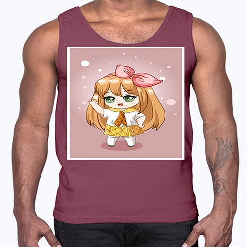 Cute little girl yellow hair wearing uniform 130#- anime- Cotton Tank