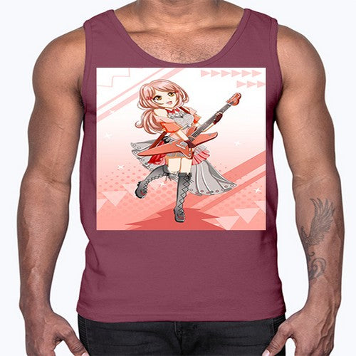 Cute rock star girl with guitar game 17#- anime- Cotton Tank